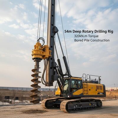 54 m diep draaiboringsbord met 320kN.m koppel en 2500 mm boordiameter voor de bouw van geborreerde palen